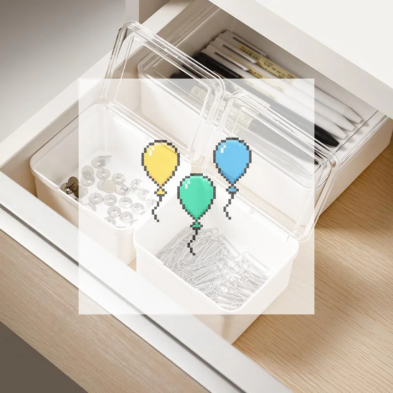 Double-Open Transparent Lid Storage Box - Multi-Purpose Organizer Container For Stationery, Cosmetics & Home Small Item Tidy