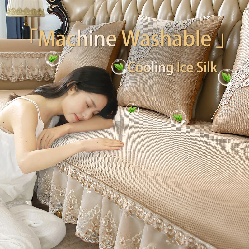 

Summer Sofa Pad Cold Couch Towel Cushion for 123people 4 Seater Cooling Living room Mat Non-Slip l Shape Furniture Protect Cover