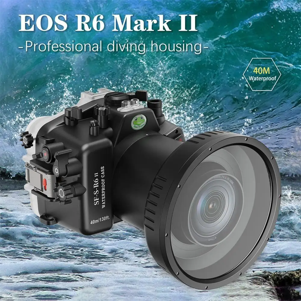 Seafrogs 40M/130FT Underwater Camera Housing For Canon EOS R6 II with Flat Port FL100