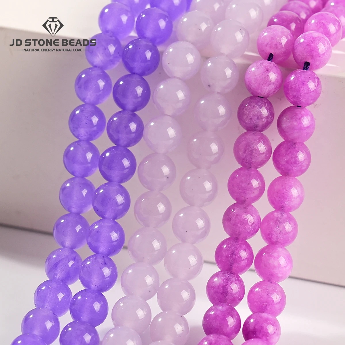 

Wholesale High Quality Light Purple Chalcedony Bead Round Loose Spacer Natural Stone for Jewelry Making DIY Necklace Bracelet