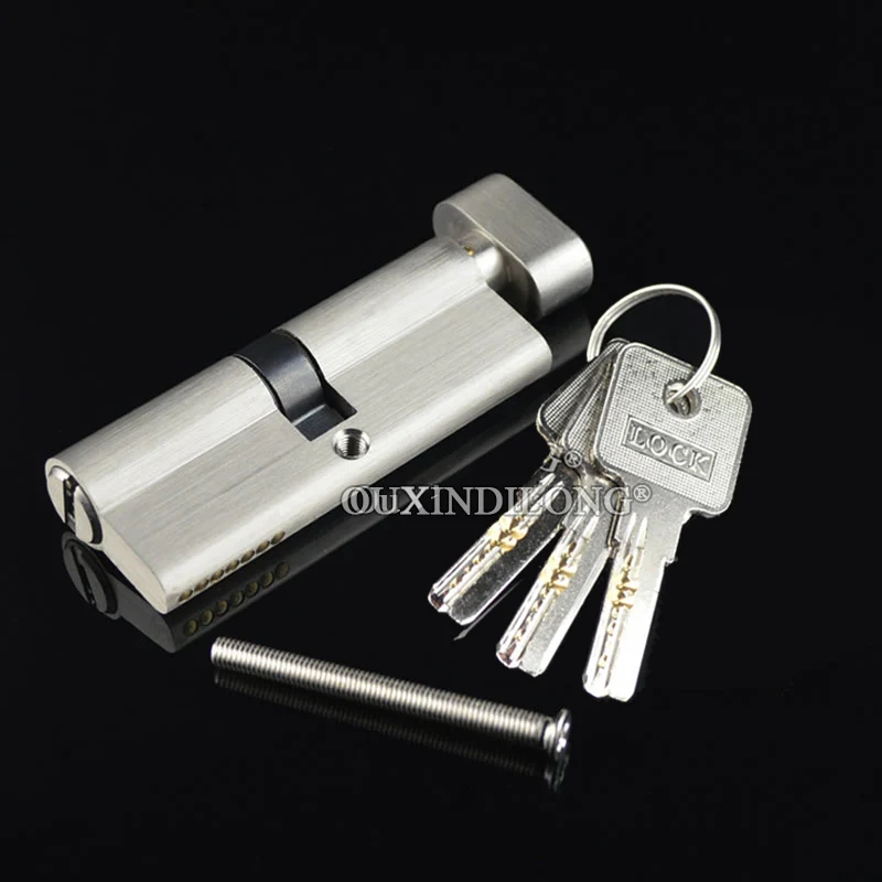 

6PCS Solid Brass European Mortise Door Lock Cylinder 55mm Single Open Door Lock Core Lock Gall Repair Parts+Keys (Key Alike)