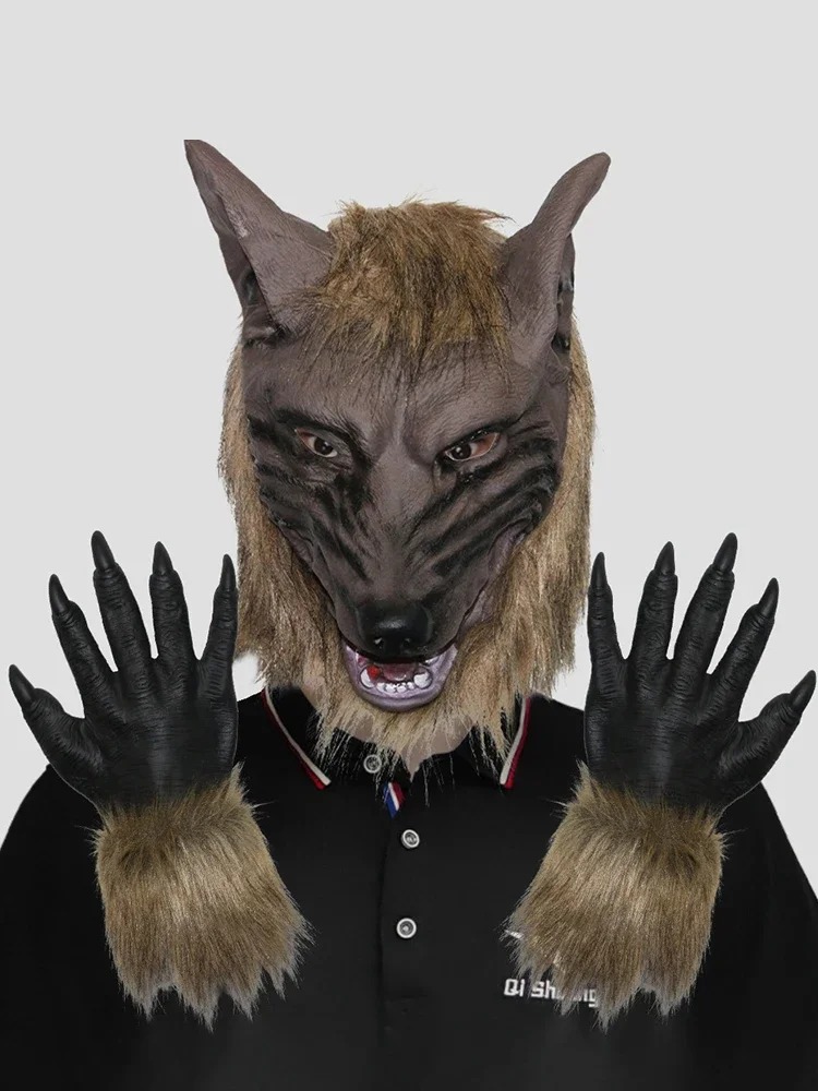 أزياء الهالوين التأثيرية للرجال أقنعة الحصان البني مضحك قناع رأس الحصان اللاتكس الذئب الحيوان قناع الجدة القبعات ماسكارا دي اللاتكس #1