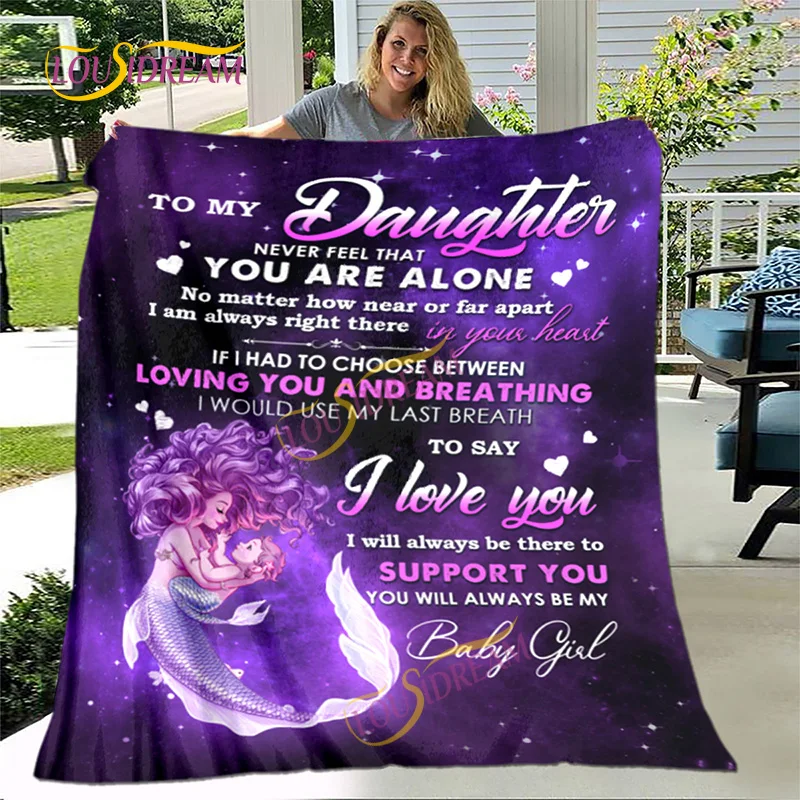 Daughter Blanket printed blanket flannel sofa To My Daughter  Blanket lion tiger love you mom dad  wolf Gifts For Daughter