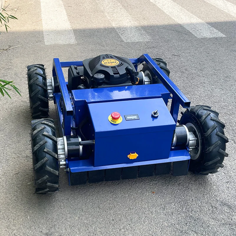 Customized EPA EURO5 Engine 500mm Cordless Riding Robotic Remote Control Lawn Crawler Mower for Garden