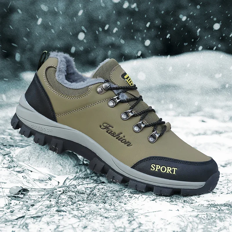 High Quality Men's Snow Boots Fashion Waterproof Casual Sneaker Plus Cotton Warm Hiking Shoes Outdoor Work Shoes for Men Boots