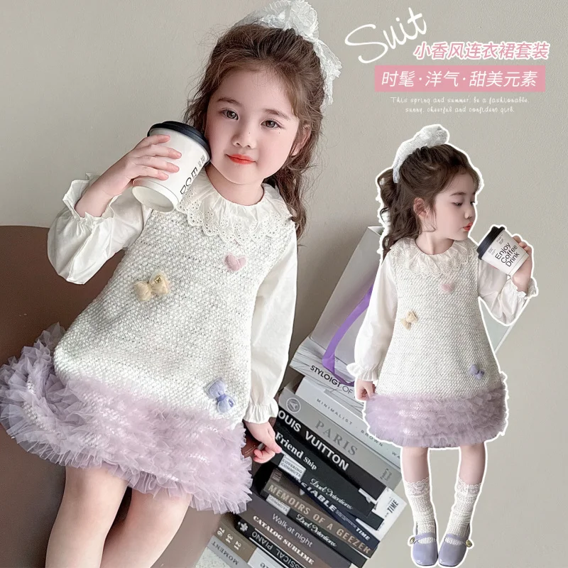 

Girls' Spring Dress2026New stylish spring dress for baby girls, children's vest dress set