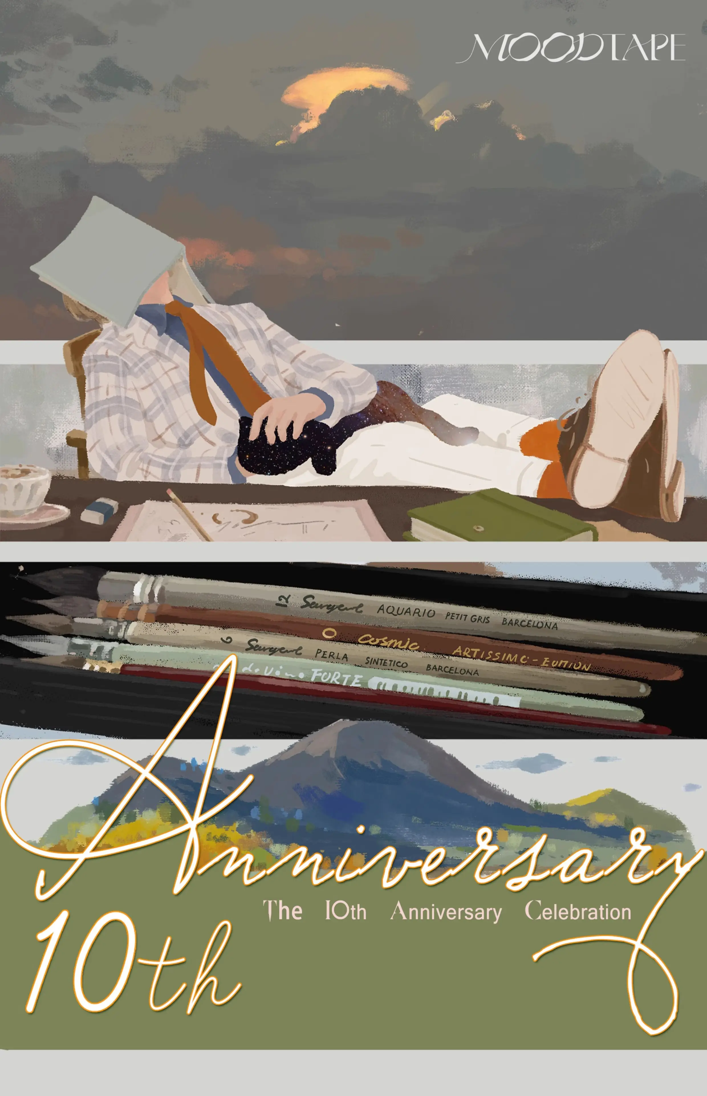 ワイルドアーティストライトヴィンテージアート風景和紙ペットテープムードステッカープランナー用