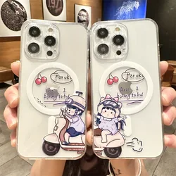 Cute Couple Cartoon Magnetic Phone Case for iPhone 16 15 14 13 12 11 8 7 Plus Pro Max X XR XSMax Soft Clear Tpu Cover