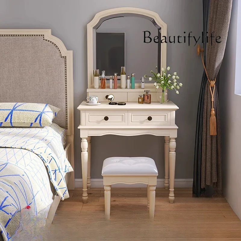 Y Aesthetic Woman Vanity Tables Bedroom Adult Compact Mirror Cabinet Drawers Vanity Makeup Girl White Coiffeuse Furniture Home
