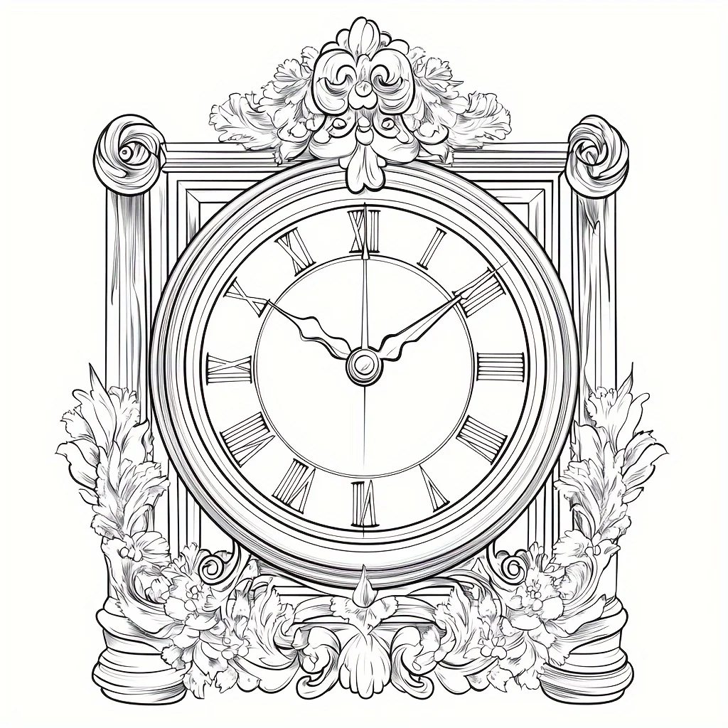 28-seitiges Malbuch mit Vintage-Uhren für die Stressreduzierung bei Erwachsenen |   Malbuch zur Stressabbau und Stimmungsreduzierung zum Valentinstag