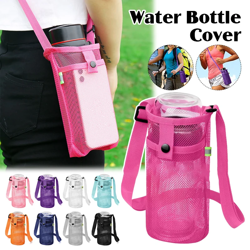 Water Cup Bag Net Bag Portable Sport Water Bottle Cover with Mobile Phone Bag Unisex Visible Bag Outdoor Camping Accessories