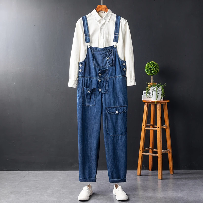 

Мужские джинсы-комбинезон свободного кроя, прямые штанины, рабочие брюки, высокая талия, застежка-молния, повседневные, молодежные, подходят для всех сезонов