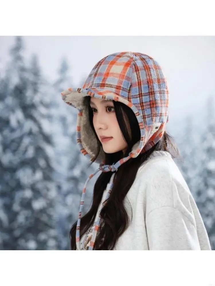 Adventure Ready Checkered Fleece Lined Hat for Hiking Travel Exploration Fun 