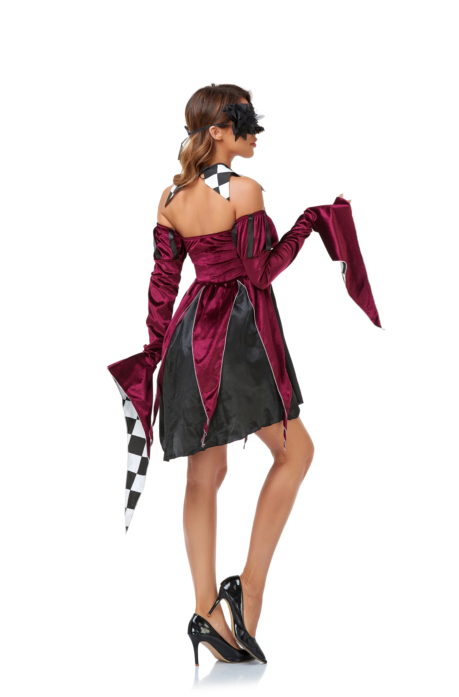 Halloween Purim Gothic Evil Witch Vampire Demon Cosplay Costume Carnival Party Naughty Circus Clown Monster Jester Fancy Dress