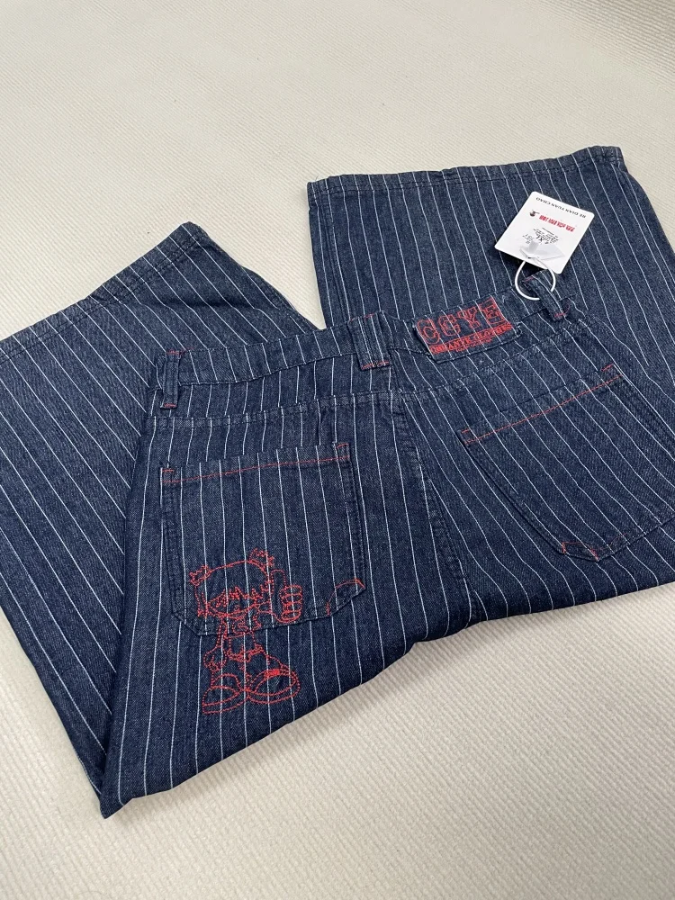 

Женские светло-голубые джинсы-карго длиной до икры Harajuku Y2k Мешковатые джинсовые брюки Японские джинсовые брюки большого размера 2000-х годов Винтажная одежда