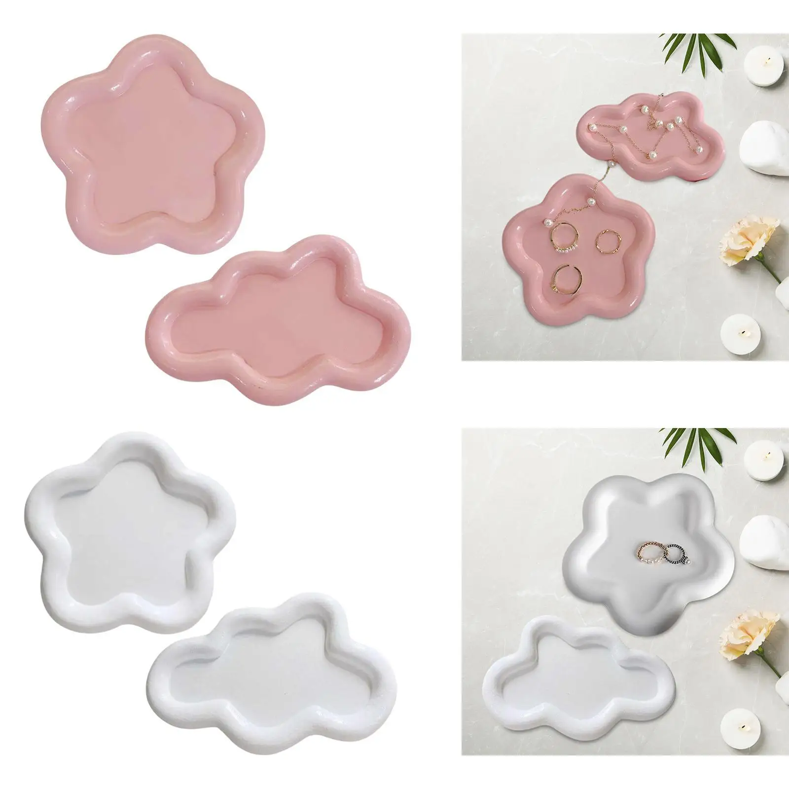 

2x Jewelry Display Trays Storage Makeup Display Trinket Organizers Vanity Trays for Vendors Necklaces Earrings Rings Shows