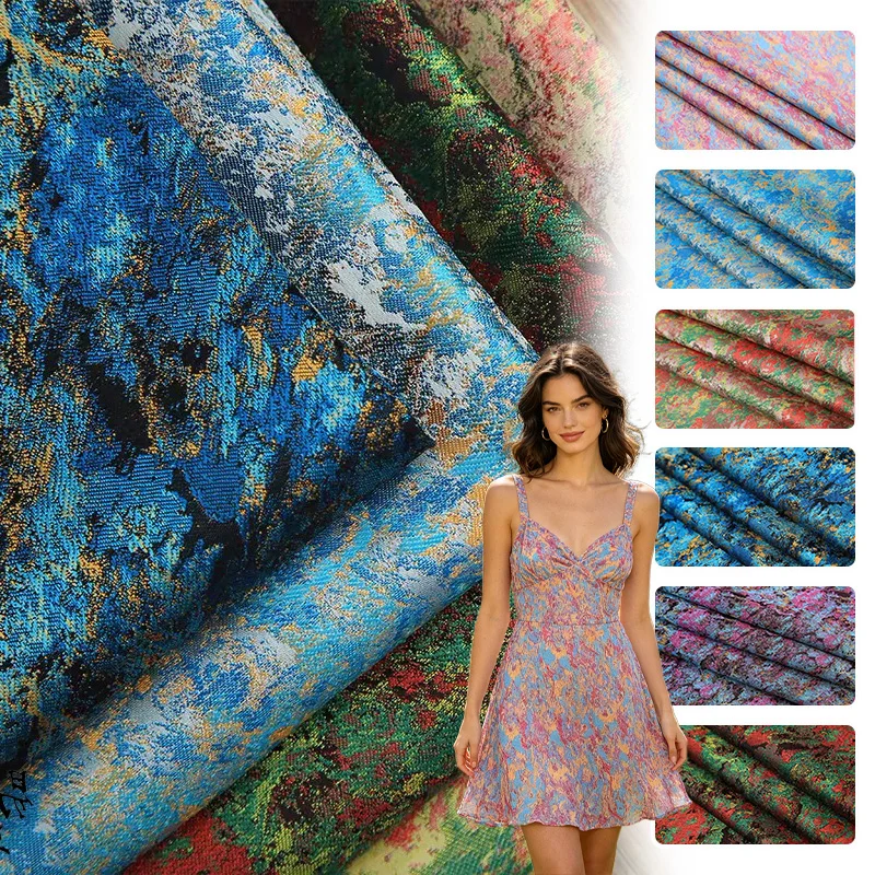 

100/300cm Starry Sky Oil Painting Jacquard Brocade Fabric For Sewing Bag Cushion Pillow Clothing Handmade Craft Upholstery Cloth