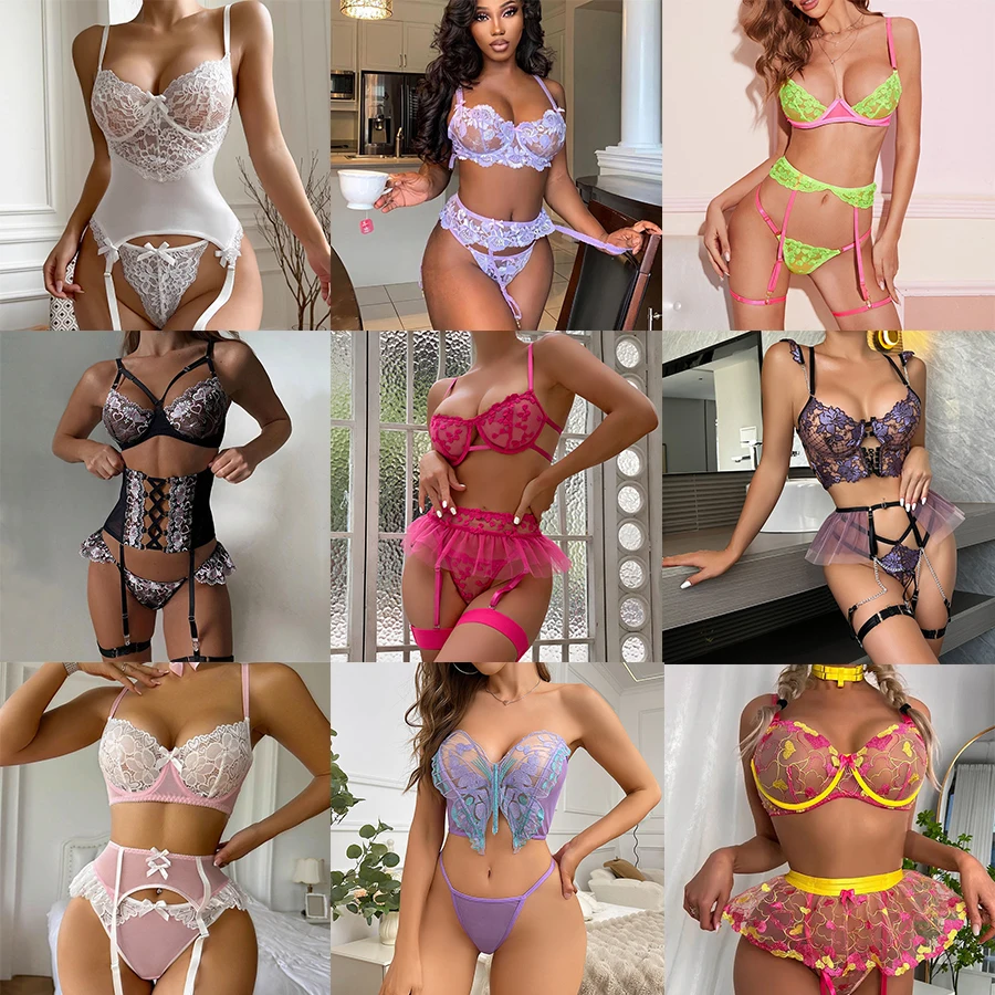 Erotic Sexy Lace Bra And Panty Set Underwear Transparent Bra Exotic Sets Sexy Thong Woman Porn Fancy Sensual Luxury Lingerie