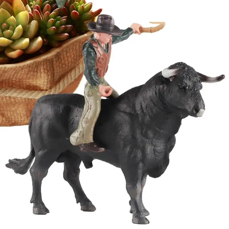 

Cowboy Bull Riding Toys Realistic Spanish Bullfighter Cattle Forest Figurines Rodeoes Action Figure For Collection Educational