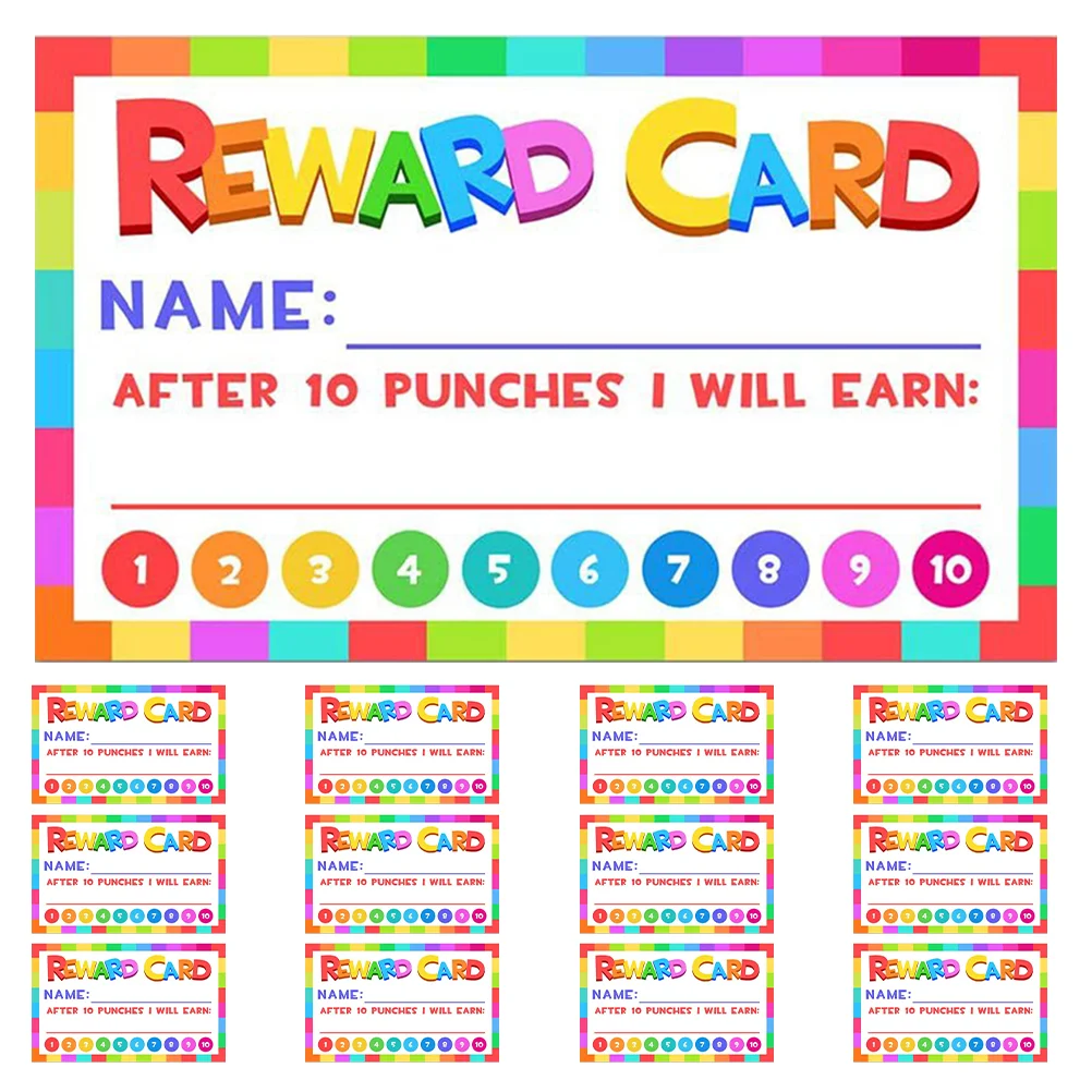 50 Pcs Reward Card Punch Cards Classroom Kids Bonus Tots Toys Behavior Coated Paper for School Business Student