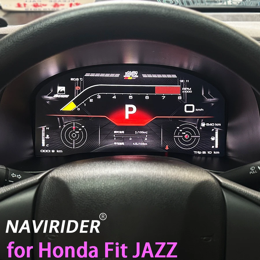 

12,3-дюймовый ЖК-дисплей для автомобиля Honda Fit JAZZ, ЖК-панель, кластерная карта, несколько красочных пользовательских дисплеев, Carplay Android Auto
