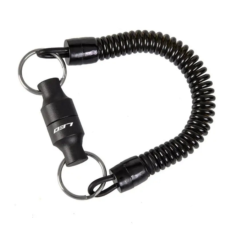 Magnetic Net Release Holder With Coiled Lanyard Fly Fishing Tools Strong Magnet Carabine Fast Buckle Anti-Drop Rope Accessories