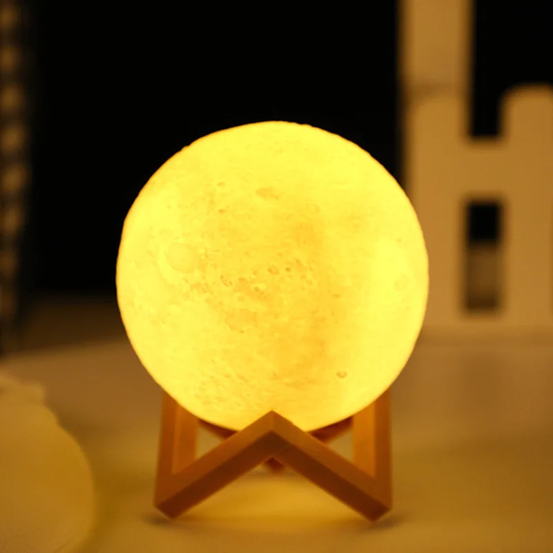 C5 8cm Moon Night Lights Led Lamp Battery Powered With Stand Starry Lamp Bedroom Room Decor Kids Moon Lamp Xmas Holiday Gifts