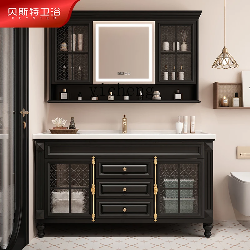 

TWR combination bathroom ceramic integrated basin oak washbasin smart wash basin