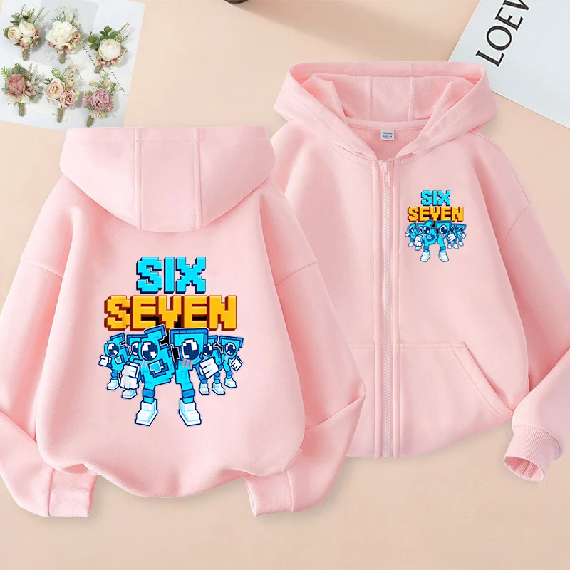 Neue Six Seven Zip-Up Hoodies Lustige 67 Brainrot Sweatshirts für Kinder Mädchen Jungen Reißverschluss-Hoodie Lässige Mode-Oberteile – Detail 4
