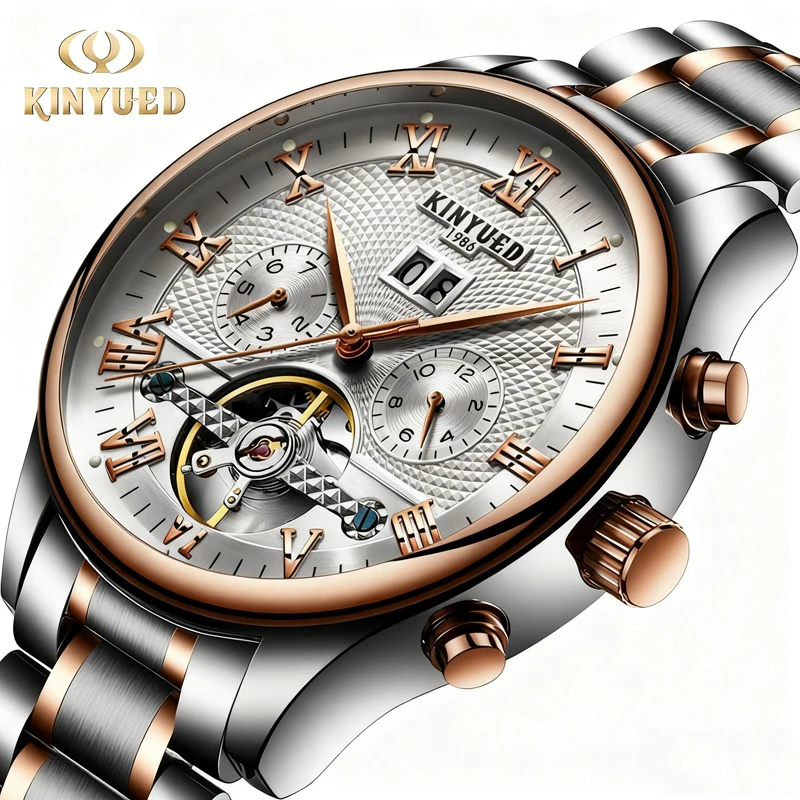 

KINYUED часы с турбийоном, мужские модные спортивные часы, автоматические механические мужские часы, лучший бренд, роскошные деловые часы, мужские Relojes