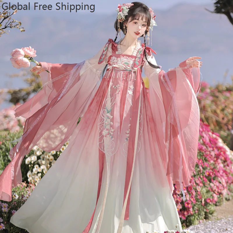 

Hanfu Women's Attire Traditional Chinese Tang Dynasty Fairy Dress Charming Ancient Ethnic Dress Cosplay Oriental Princess Gown