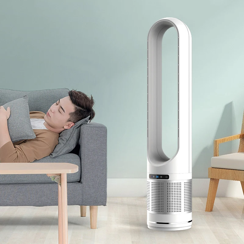 Ventilateur sans lame avec télécommande, synchronisation, air froid électrique, tour de surpoids, purification de la vitesse du vent au sol, muet au sol domestique