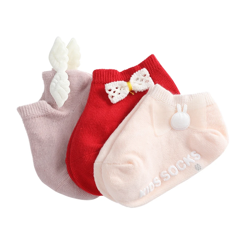 3 Pairs Spring Summer Baby Cute Socks Solid Color Fashion Princess Infant Baby Floor Socks Soft  Anti-slip Boat Socks for Girls