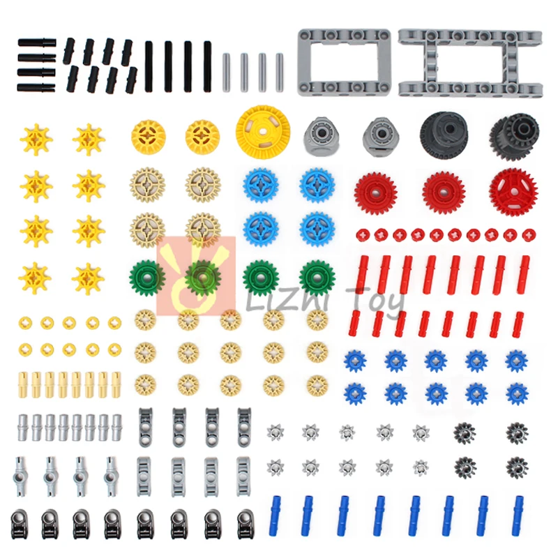 Bloques MOC con tecnología, bloques de construcción, amortiguador, Pin, conector de eje, embrague, tocadiscos, estante de engranaje, dirección de coche, juguete Mindstorms