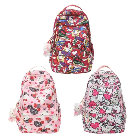 Sanrioed Anime 헬로 키티 귀여운 대용량 배낭 학생 Schoolbags 만화 숄더 백 친구를위한 선물