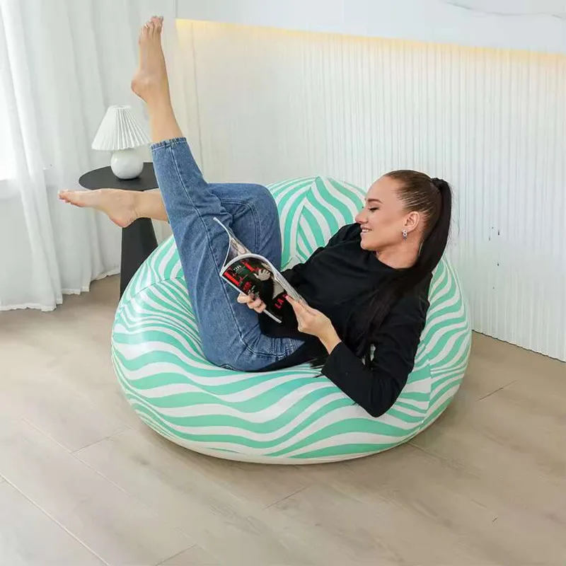 

Bean Bag Chair Lazy Sofa Tatami Pattern Inflatable 3D Bedroom With Lazy Folding Cushion PVC Strip Ergonomic Desig﻿