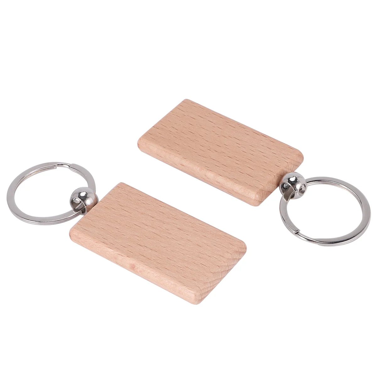 40 Pcs Blank Wooden Keychain Rectangular Engraving Key Diy Wood Keychains Key Tags Can Diy Gifts