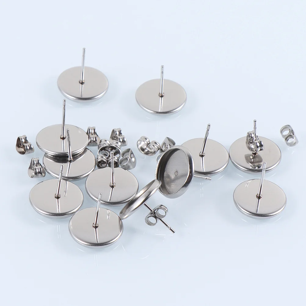 

80pcs Stainless Steel Earring Blanks Titanium Steel Studs Diy Jewelry Making Bezel Settings 8Mm 10Mm 12Mm 14Mm Earring Base