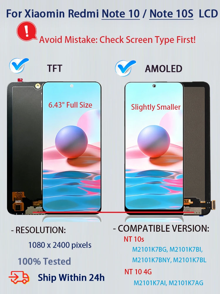 Wyświetlacz LCD z ekranem dotykowym i digitizerem do Xiaomi Redmi Note 10S, zamiennik części naprawczych do Redmi Note 10 AMOLED / TFT — zdjęcie produktu 7