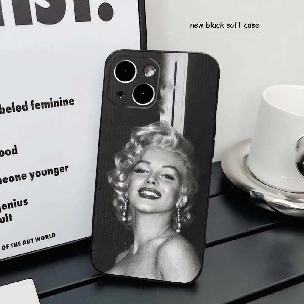 Sexy M-Marilyn Girl M-MonroeS Phone Case For iPhone16,15,14,13,12 Mini 11 Pro XR,X,XS,MAX 7,8 Plus Silicone Cover Soft Black