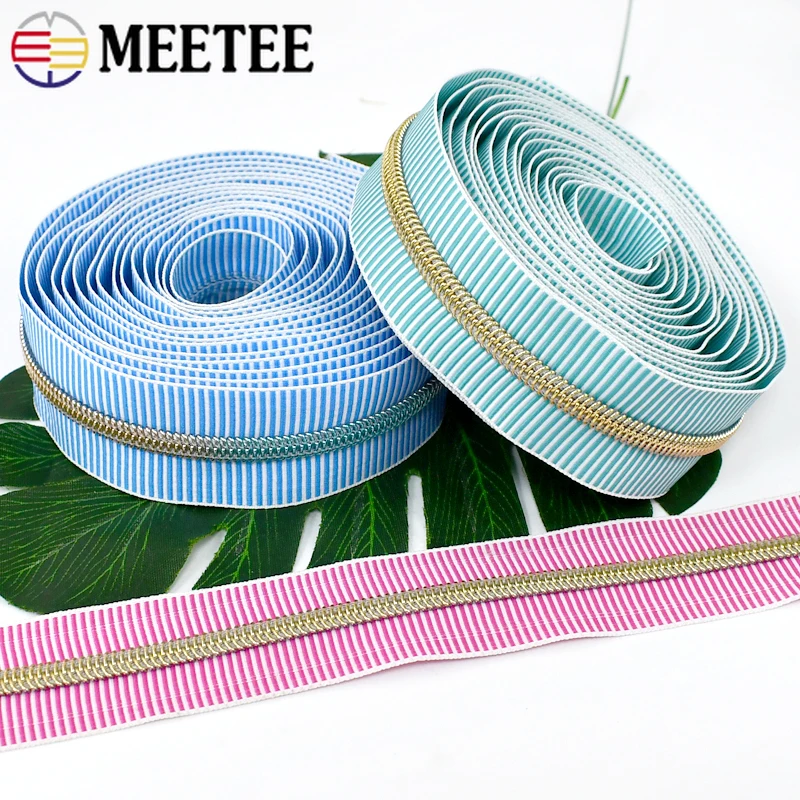 1/2/5/10M 5# Nylon Stripe Zipper Coil Zips for Sewing Bags Garment Jacket Decor Zip Tape By Meter Repair Kit DIY Accessories