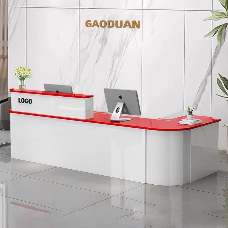 مكاتب الاستقبال الخشبية الحديثة متجر الجمال الصناعي الفاخر بار فندق مطعم مكاتب الاستقبال تصميم مكتب الأثاث العصري