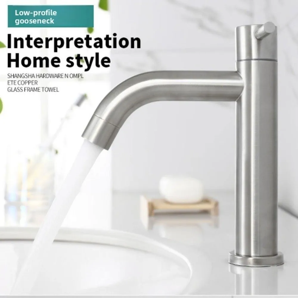 Sink Tap Bathroom Basin Faucet Single Handle Deck Mounted Stainless Steel Water Tap Rust-proof Anti-Leakage Bathroom Faucet