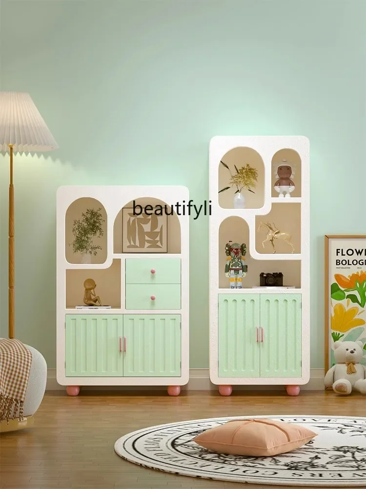 Dopamine Color Cream Wind Simple Entry Wall Storage Side Cabinet Living Room Display Cabinet Bedroom Decoration Cabinet