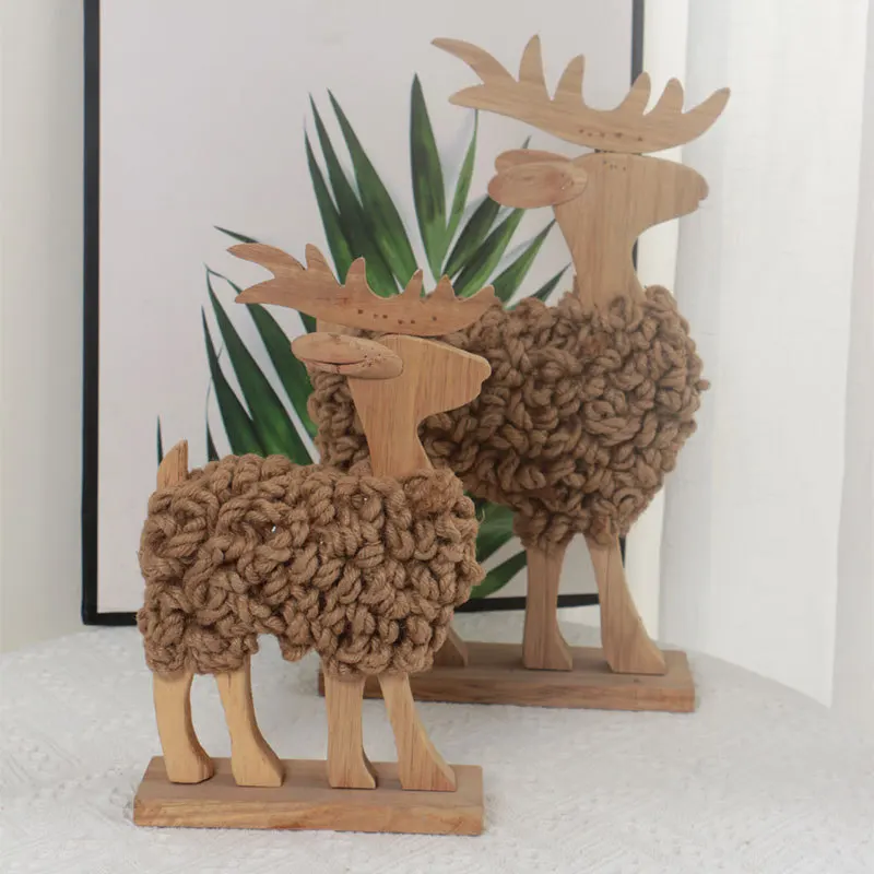 

Nordic Driftwood Ornaments, Handmade Wooden Hemp Rope, Small Sheep Tabletop Handicraft Decorations