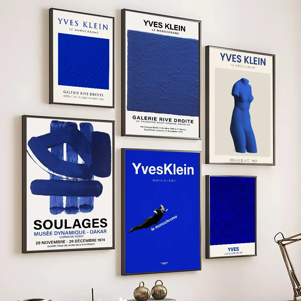 Yves Klein Blue Exhibition Gallery Poster Canvas Painting Modern Home Living Room Bedroom Bar Coffee Shop Art Decoration Gift