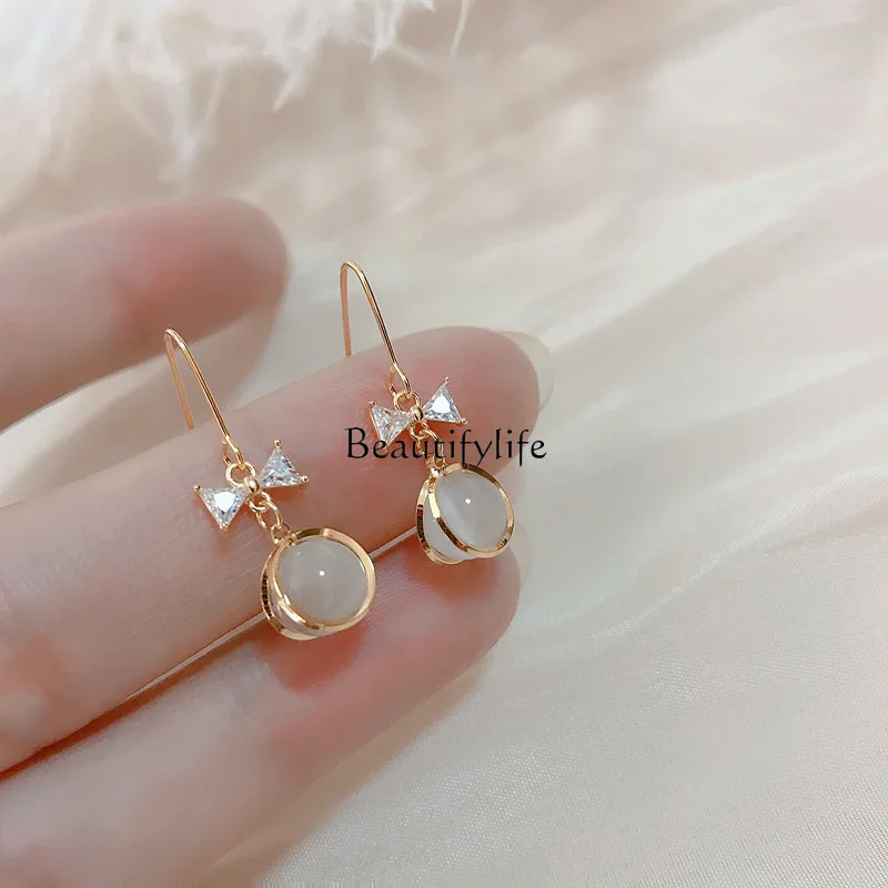 

Opal earrings women's new trendy summer temperament versatile bow earrings