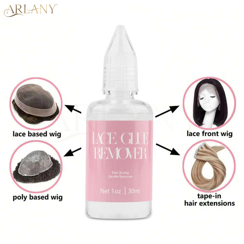 ARLANY شعر مستعار مزيل الصمغ 30 مللي مزيل الصمغ الدانتيل سريع المفعول الشعر التمديد مزيل الشريط لملحقات غير مرئية ربط الشعر
