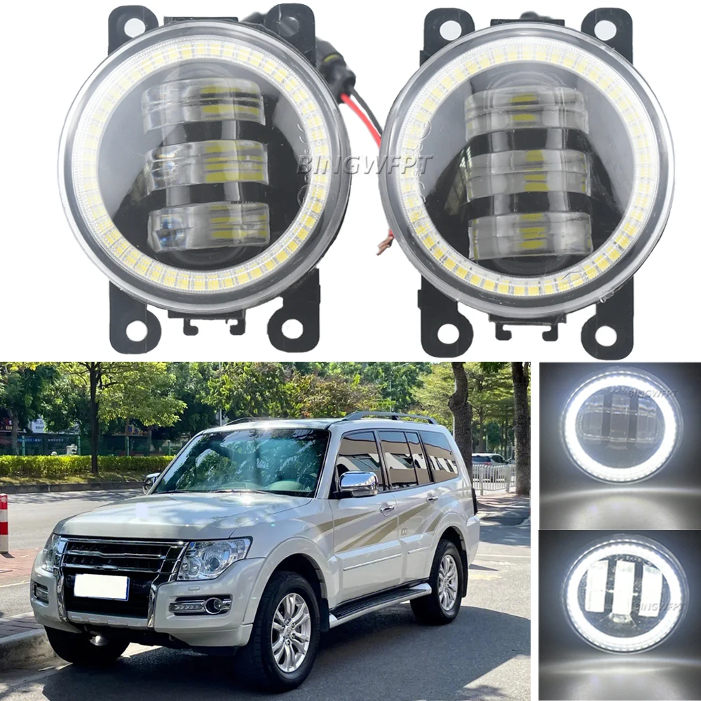 

BINGWFPT Car LED Lens DRL Fog Driving Lamp H11 For Mitsubishi Pajero 4/IV V8_W V9_W 2007-2015 Angel Eye Fog Light