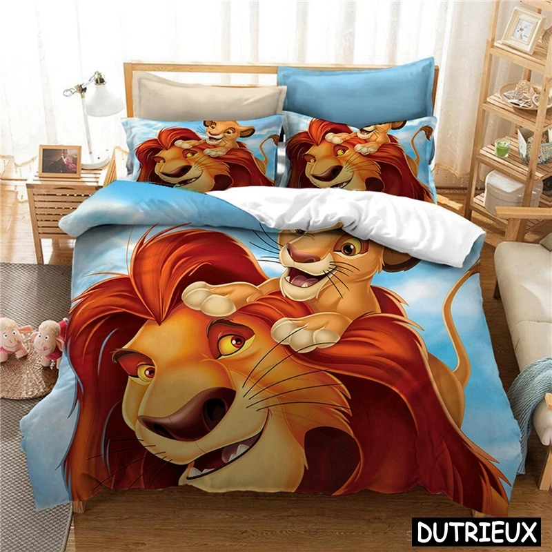 Cute Disney Cartoon The Lion King Simba Bedding Set Queen King Size Soft Quilt Cover With Pillowcase Duvet Cover Set Bedclothes